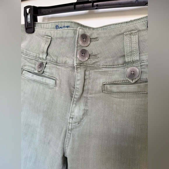 Pilcro high rise flare pants women’s size 27 green distressed wide leg stretchy - Picture 4 of 10